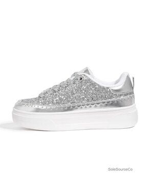 Platform Glitter Bling Fashion Sneakers Lace-Up Comfortable Event Shoes